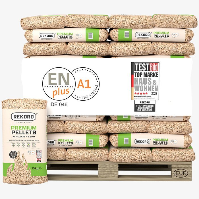 REKORD Premium Holzpellets 6mm ENplusA1, 66 x 15kg Palette – Bild 2