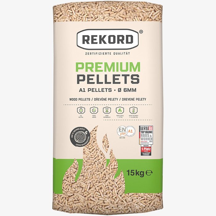 REKORD Premium Holzpellets 6mm ENplusA1, 66 x 15kg Palette